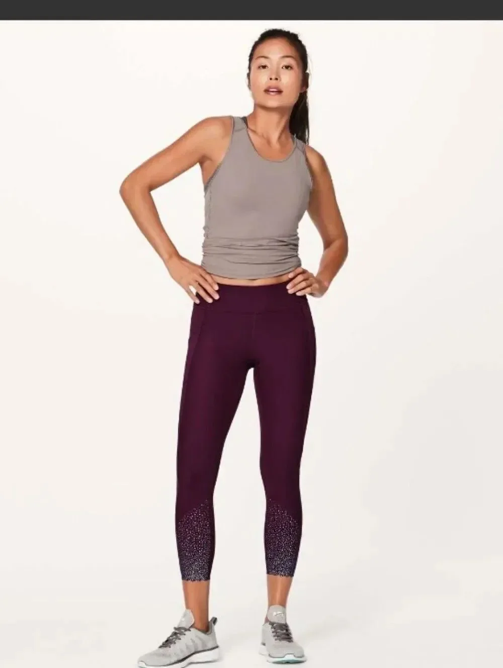 Lululemon Tight Stuff II Leggings Dark Adobe Plum Purple Reflective Size 4